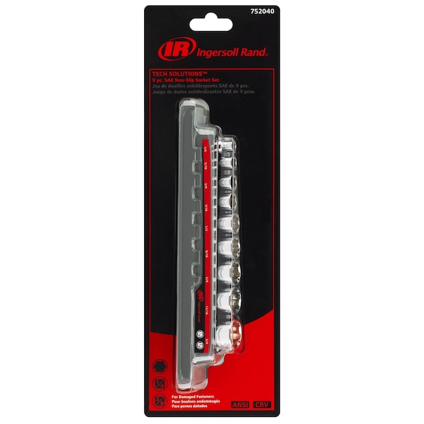 9Pc SAE Non-Slip Socket Set (IR)